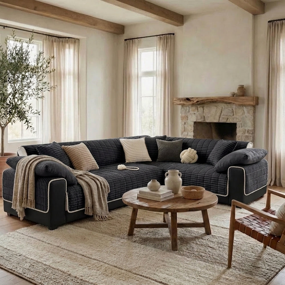 One-Piece Cozy Flannel Sofa Protection Non-Slip Waterproof Sectional Couch Cover