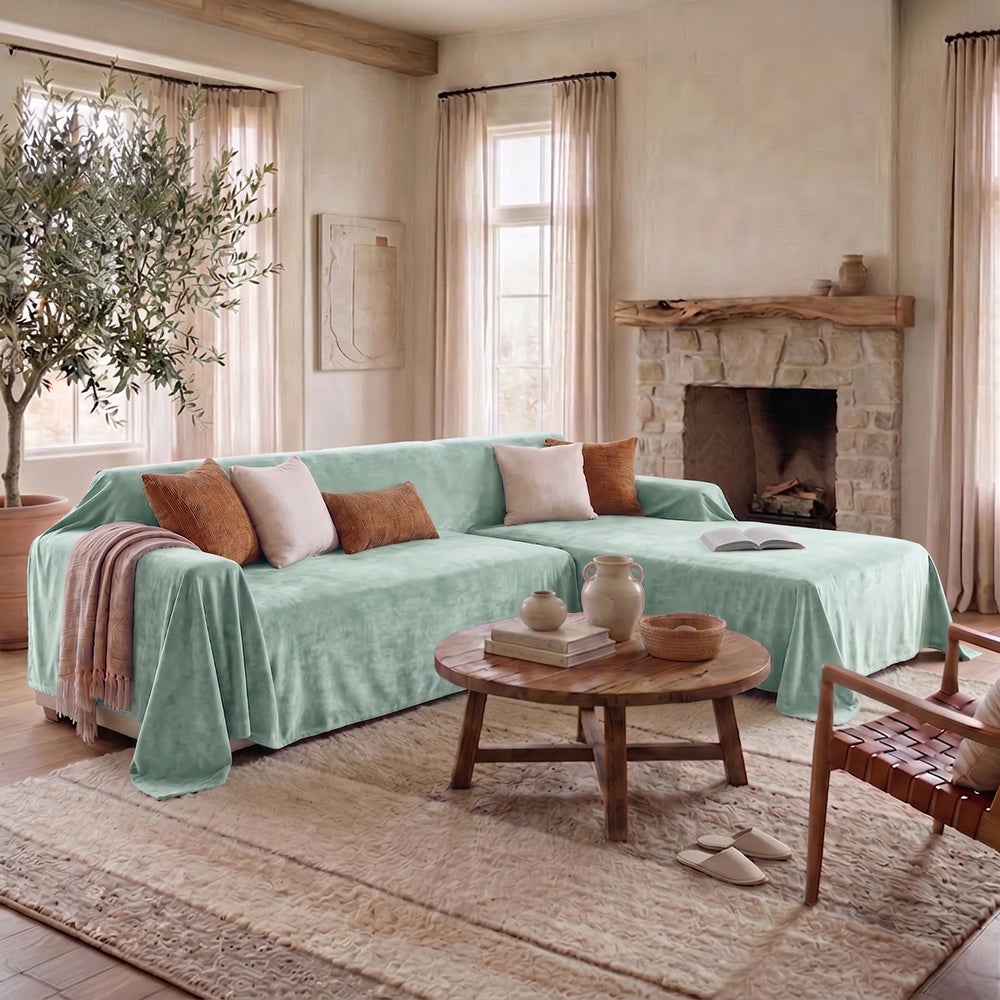 Soft and Waterproof Scratch-Resistant Non-Linting Throw Sectional Couch Cover