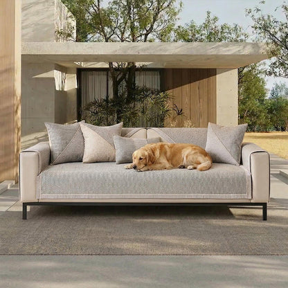 Breathable Woven Cotton Linen Non-Slip Couch Cover