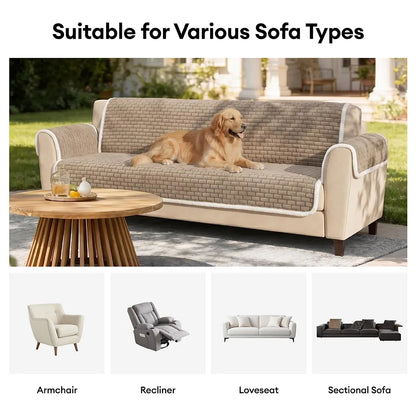 One-Piece Plush Scratch-Resistant Large Couch Covers with Elastic Straps
