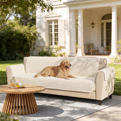 One-Piece Plush Scratch-Resistant Large Couch Covers with Elastic Straps
