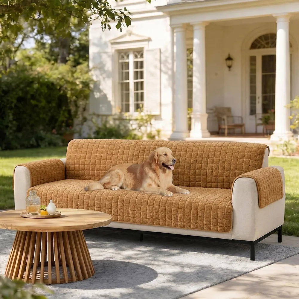One-Piece Soft Pet-Friendly Short Plush Sofa Protection Non-Slip Couch Cover