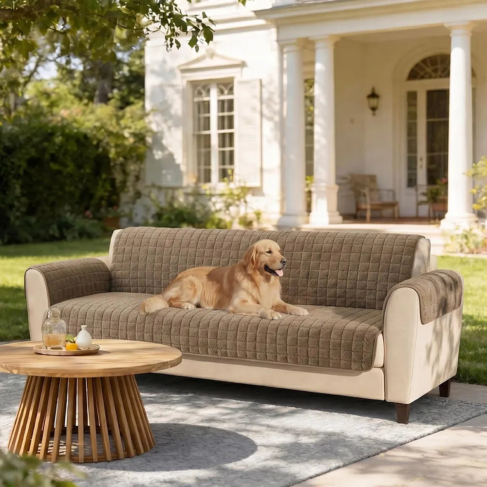 One-Piece Soft Pet-Friendly Short Plush Sofa Protection Non-Slip Couch Cover