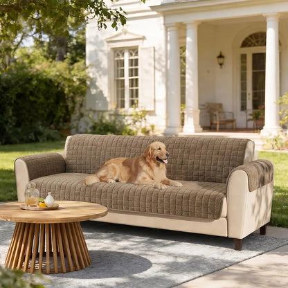 One-Piece Soft Pet-Friendly Short Plush Sofa Protection Non-Slip Couch Cover