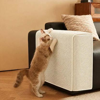 Adjustable Faux Sisal Scratch-Resistant Sofa Armrest Protector Cover for Cats