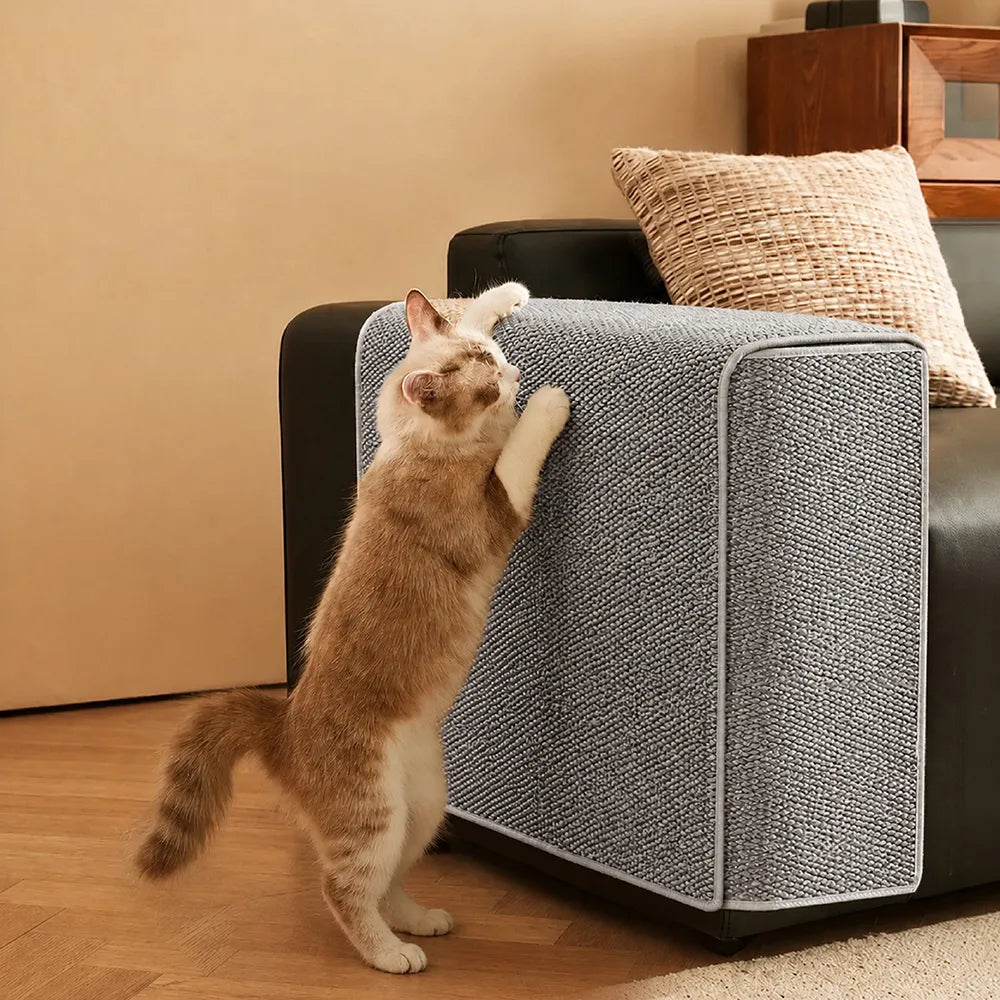 Adjustable Faux Sisal Scratch-Resistant Sofa Armrest Protector Cover for Cats