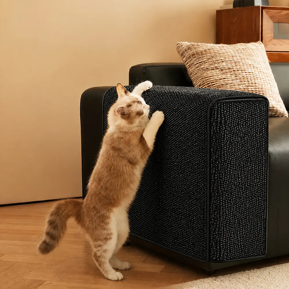 Adjustable Faux Sisal Scratch-Resistant Sofa Armrest Protector Cover for Cats