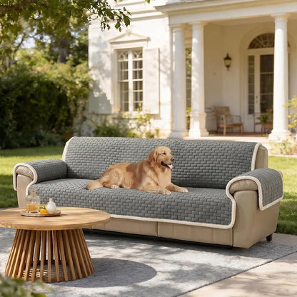 One-Piece Plush Scratch-Resistant Large Couch Covers with Elastic Straps