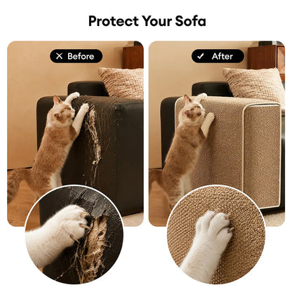 Adjustable Faux Sisal Scratch-Resistant Sofa Armrest Protector Cover for Cats