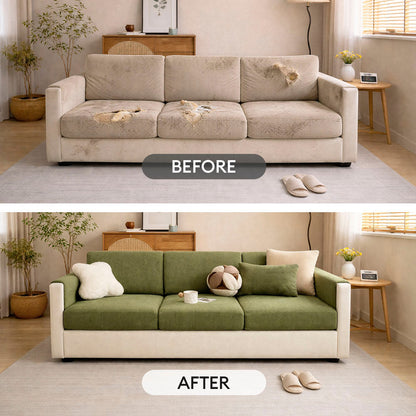 Vertical Stripe Corduroy Anti-Scratch Stretch Full-Cover Sectional Couch Cover