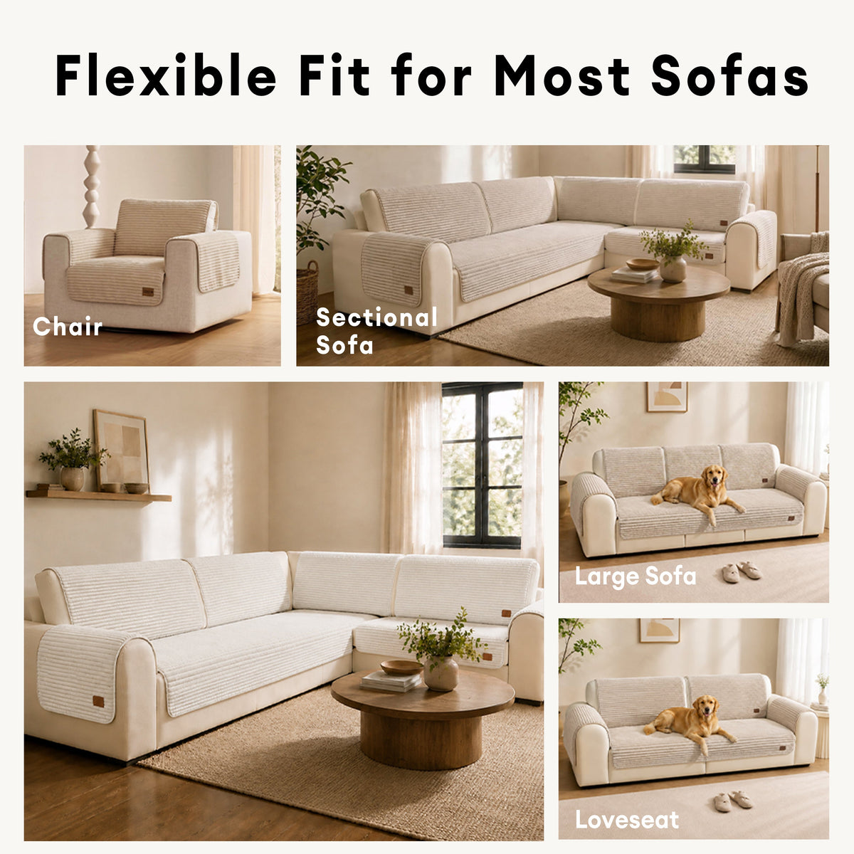 Furry Striped Sofa Protection Non-Slip Plush Recliner Couch Cover Sectional Couch Cover - Solid