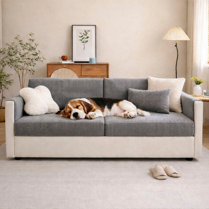 Vertical Stripe Corduroy Anti-Scratch Stretch Full-Cover Sectional Couch Cover