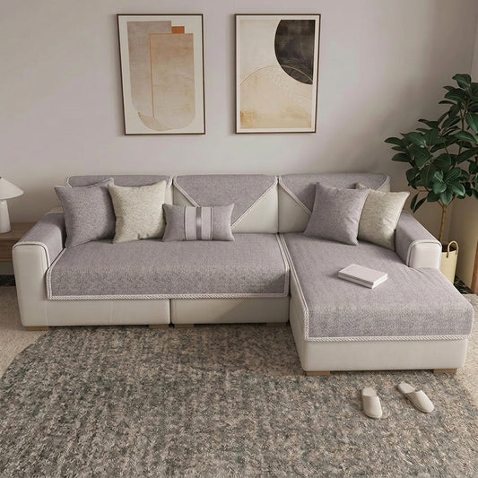 Breathable Woven Cotton Linen Non-Slip Sectional Couch Cover