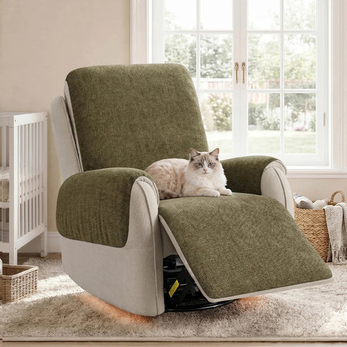 One-Piece Chenille Scratch-Resistant Durable Water-Repellent Non-Slip Recliner Chair Covers