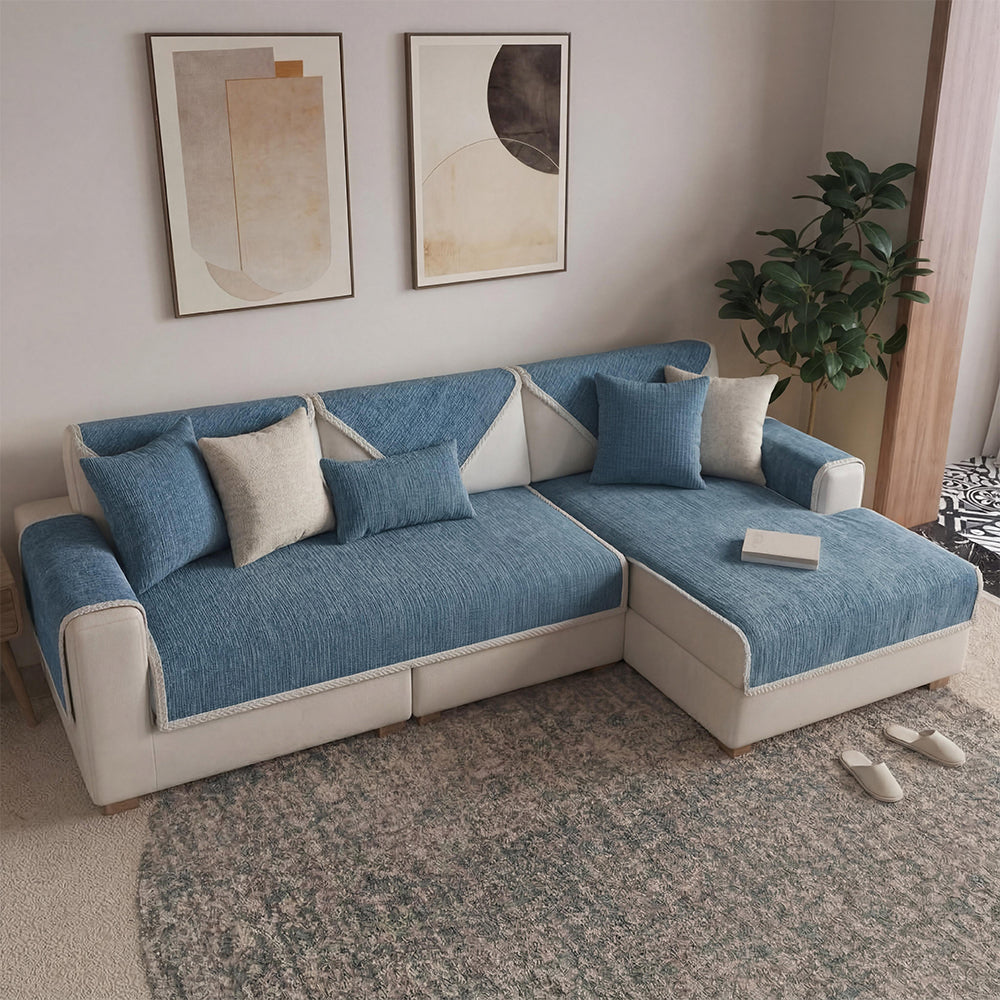Waterproof Antimicrobial Simple Chenille Fabric Anti-scratch  Sectional Couch Cover