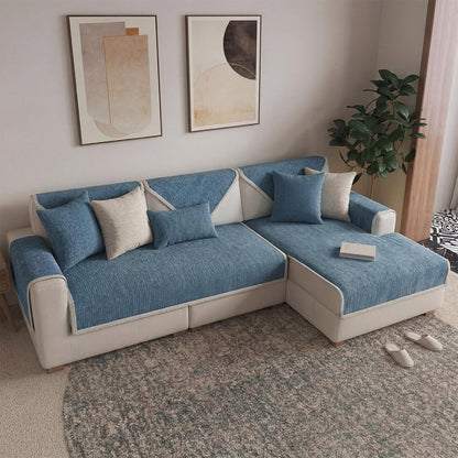 Waterproof Antimicrobial Simple Chenille Fabric Anti-scratch  Sectional Couch Cover