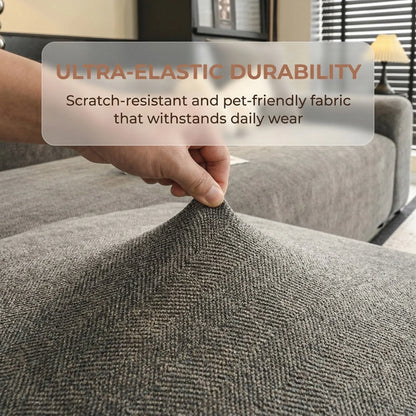Herringbone Full Coverage Scratch-Resistant Sofa Protection Magic Stretch Couch Cover