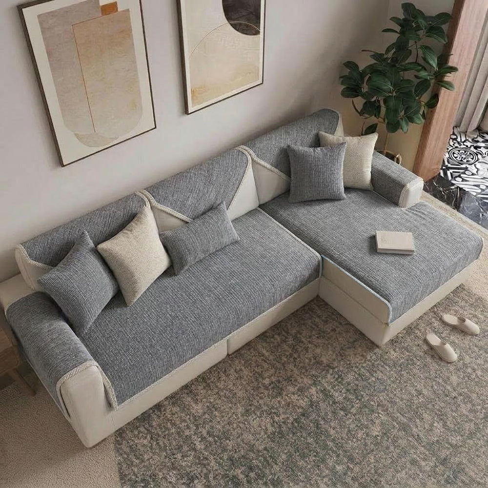 Waterproof Antimicrobial Simple Chenille Fabric Anti-scratch  Sectional Couch Cover