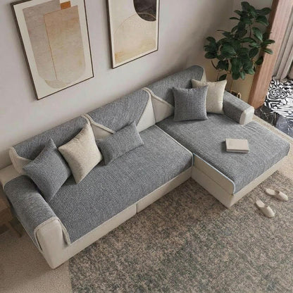 Waterproof Antimicrobial Simple Chenille Fabric Anti-scratch  Sectional Couch Cover