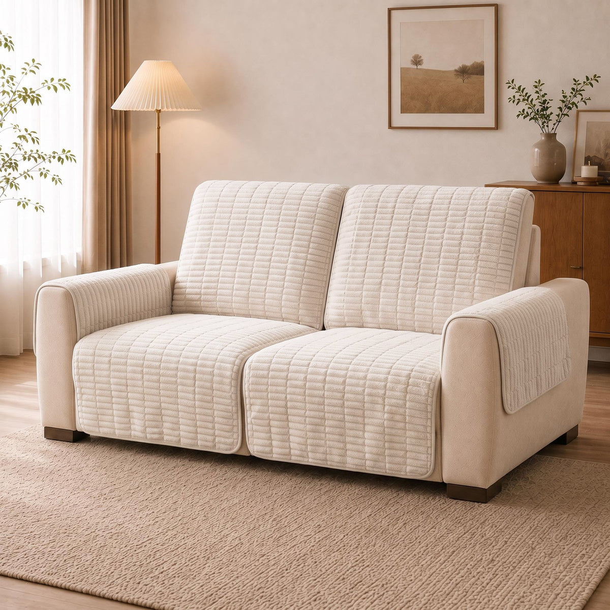 One-Piece Flannel Non-Slip Recliner Couch Cover with Elastic Straps - Cozy Nest