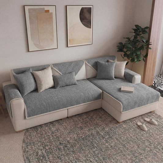 Waterproof Antimicrobial Simple Chenille Fabric Anti-scratch  Sectional Couch Cover