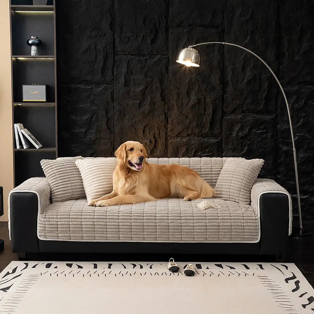 One-Piece Cozy Flannel Sofa Protection Non-Slip Waterproof Sectional Couch Cover