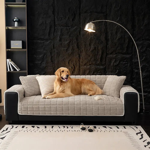 Waterproof One-Piece Cozy Flannel Sofa Protection Non-Slip Couch Cover