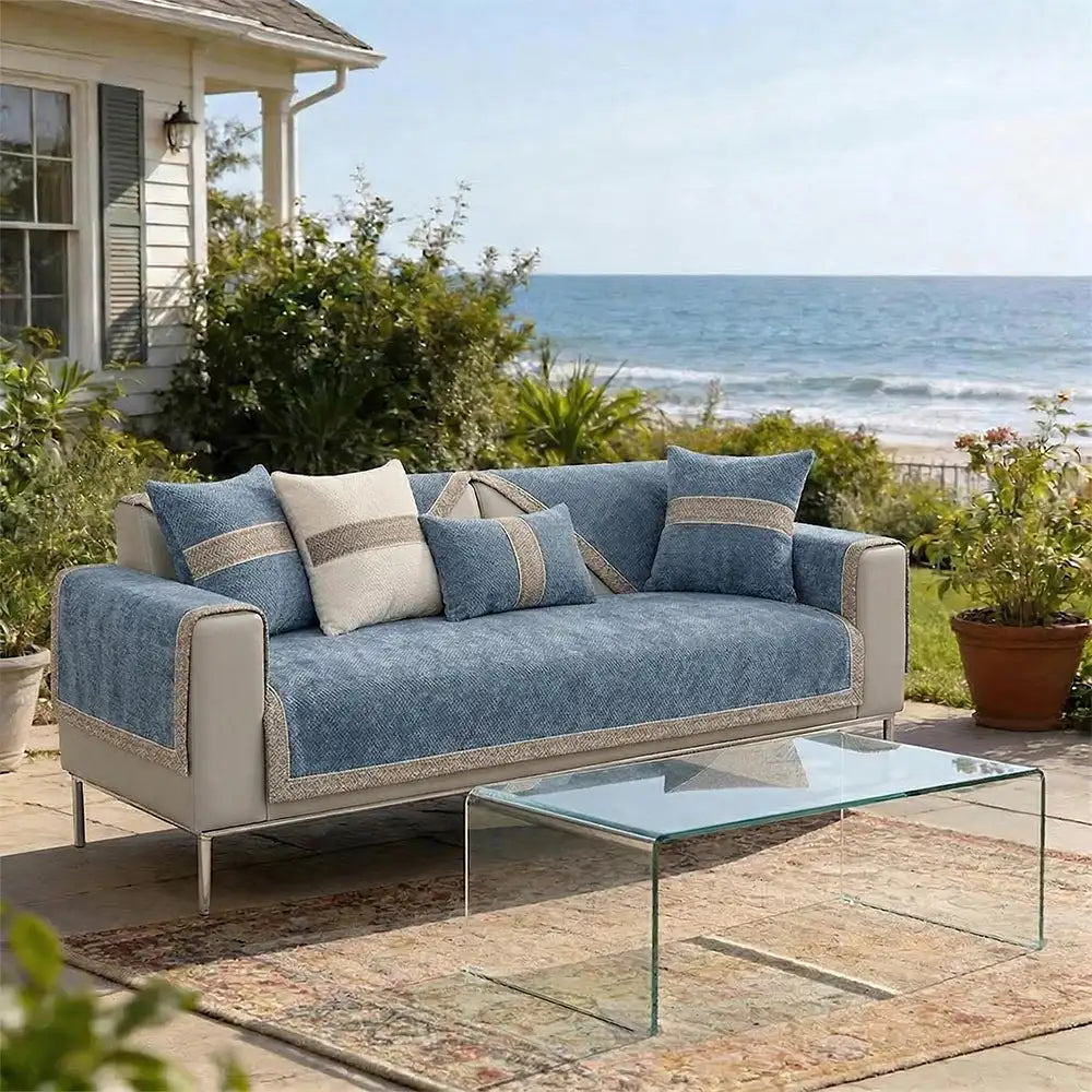 All-Season Modern Tweed Woven Chenille Anti-Slip Couch Cover