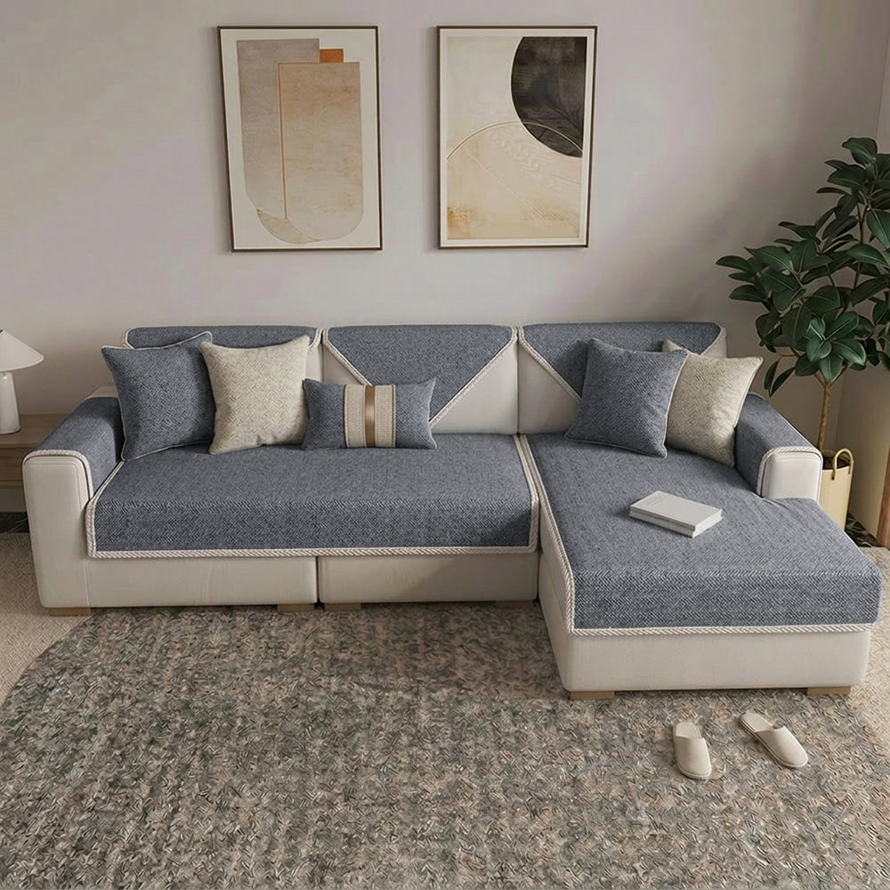 Breathable Woven Cotton Linen Non-Slip Couch Cover