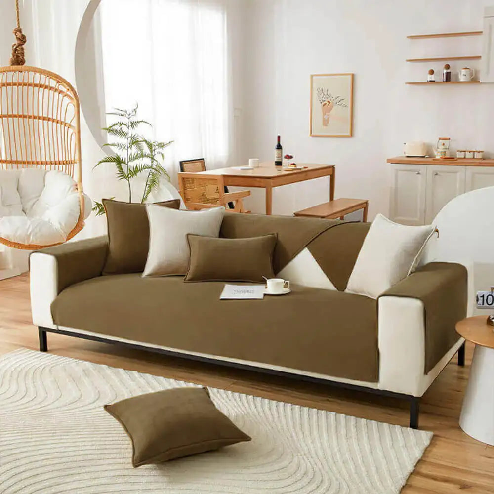 Herringbone Chenille Fabric Furniture Protector Couch Cover