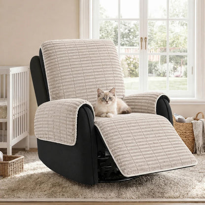 Waterproof One-Piece Cozy Flannel Sofa Protection Non-Slip Recliner Couch Covers