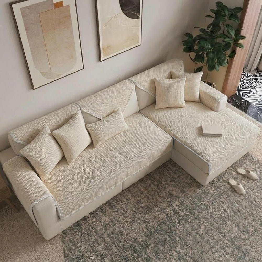 Waterproof Antimicrobial Simple Chenille Fabric Anti-scratch  Sectional Couch Cover