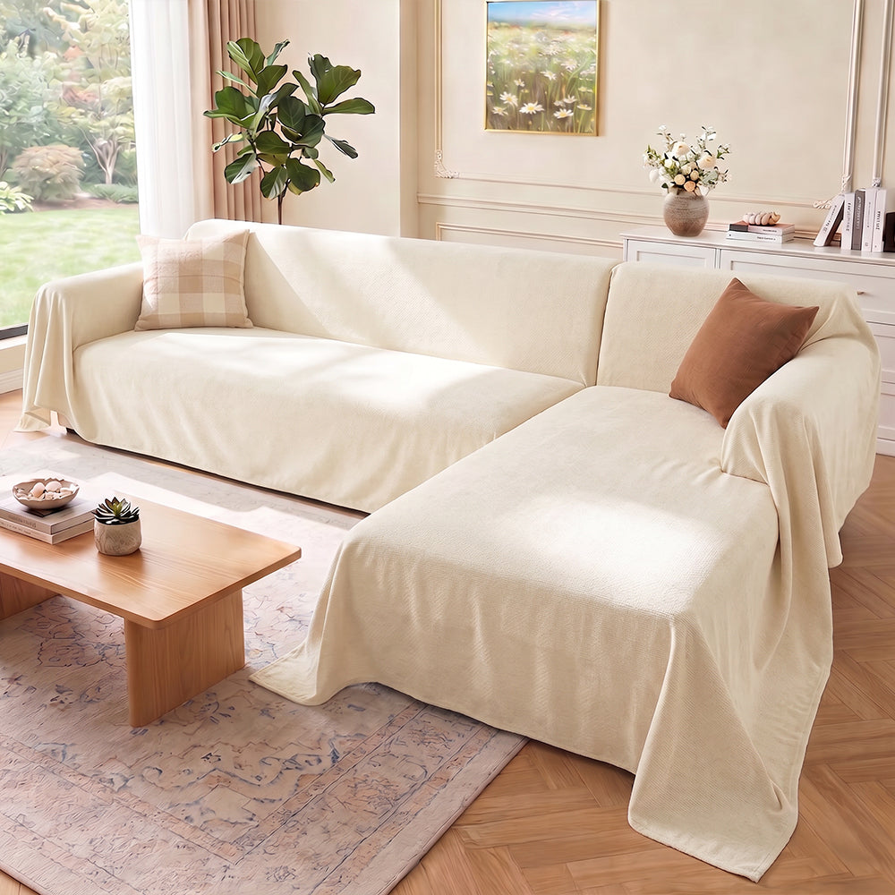 Soft and Waterproof Scratch-Resistant Non-Linting Throw  Sectional Couch Cover