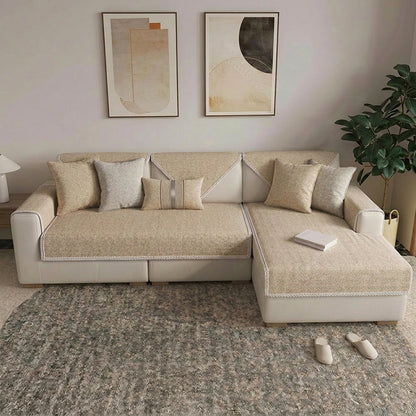 Breathable Woven Cotton Linen Non-Slip Sectional Couch Cover
