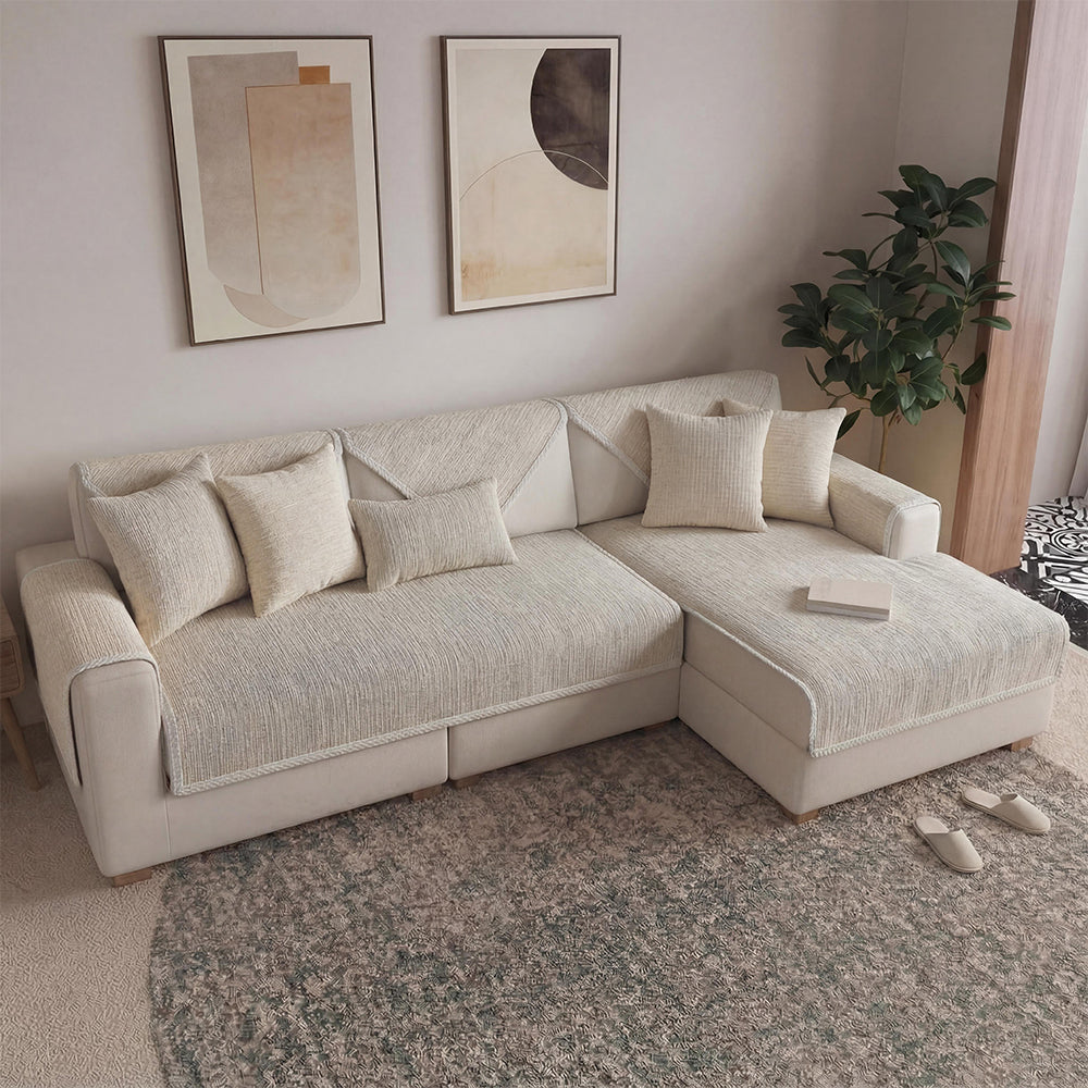 Waterproof Antimicrobial Simple Chenille Fabric Anti-scratch  Sectional Couch Cover