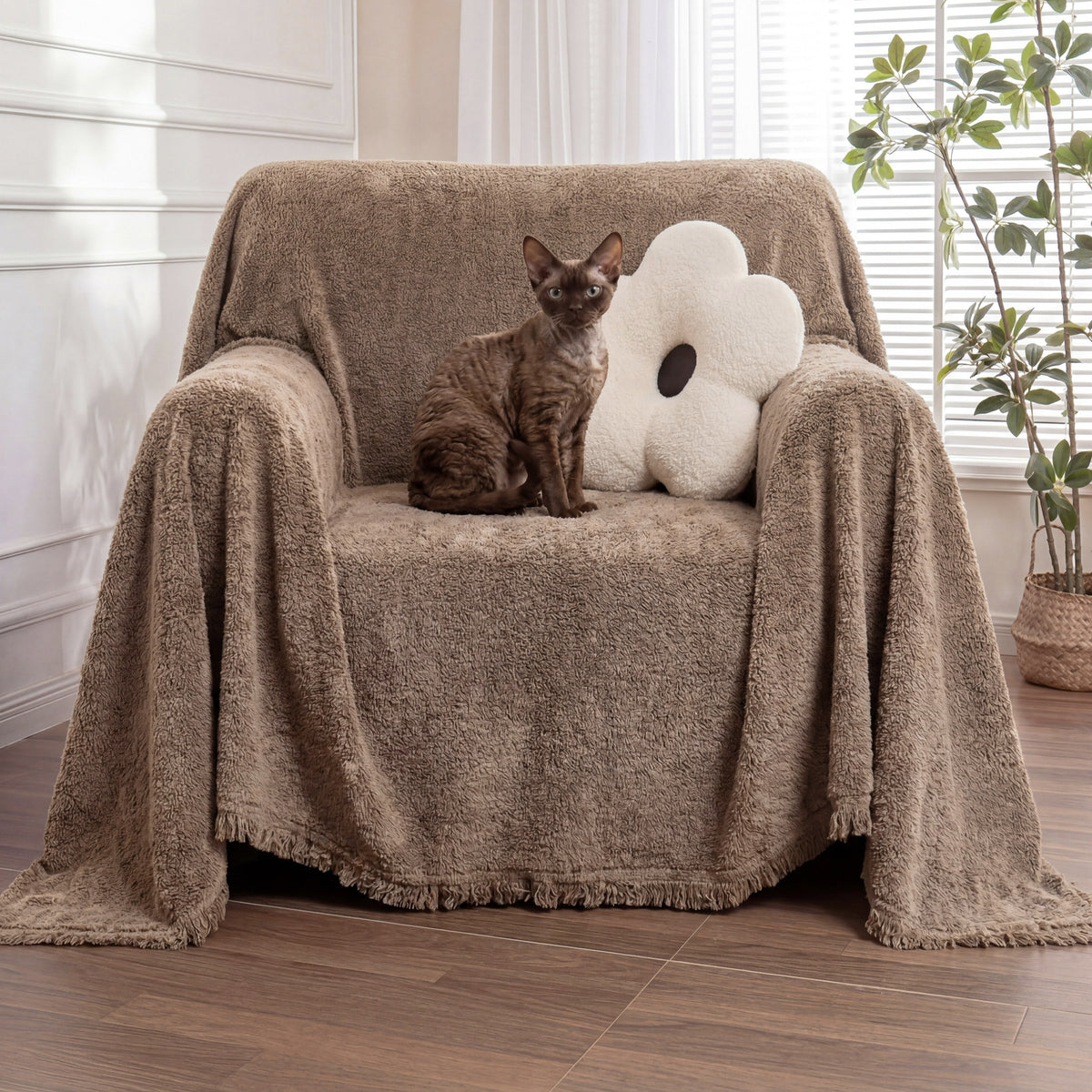 Soft Plush Water-resistant Multi-Purpose Furniture Protection Armchair Cover