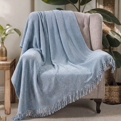 Chenille Blanket Herringbone Tassel Armchair Cover