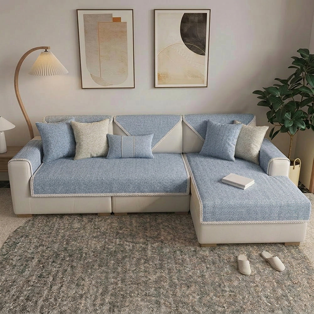 Breathable Woven Cotton Linen Non-Slip Couch Cover