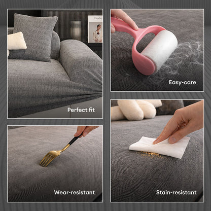 Herringbone Full Coverage Scratch-Resistant Sofa Protection Magic Stretch Couch Cover