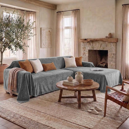 Soft and Waterproof Scratch-Resistant Non-Linting Throw  Sectional Couch Cover