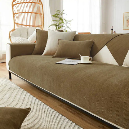 Herringbone Chenille Fabric Furniture Protector Couch Cover