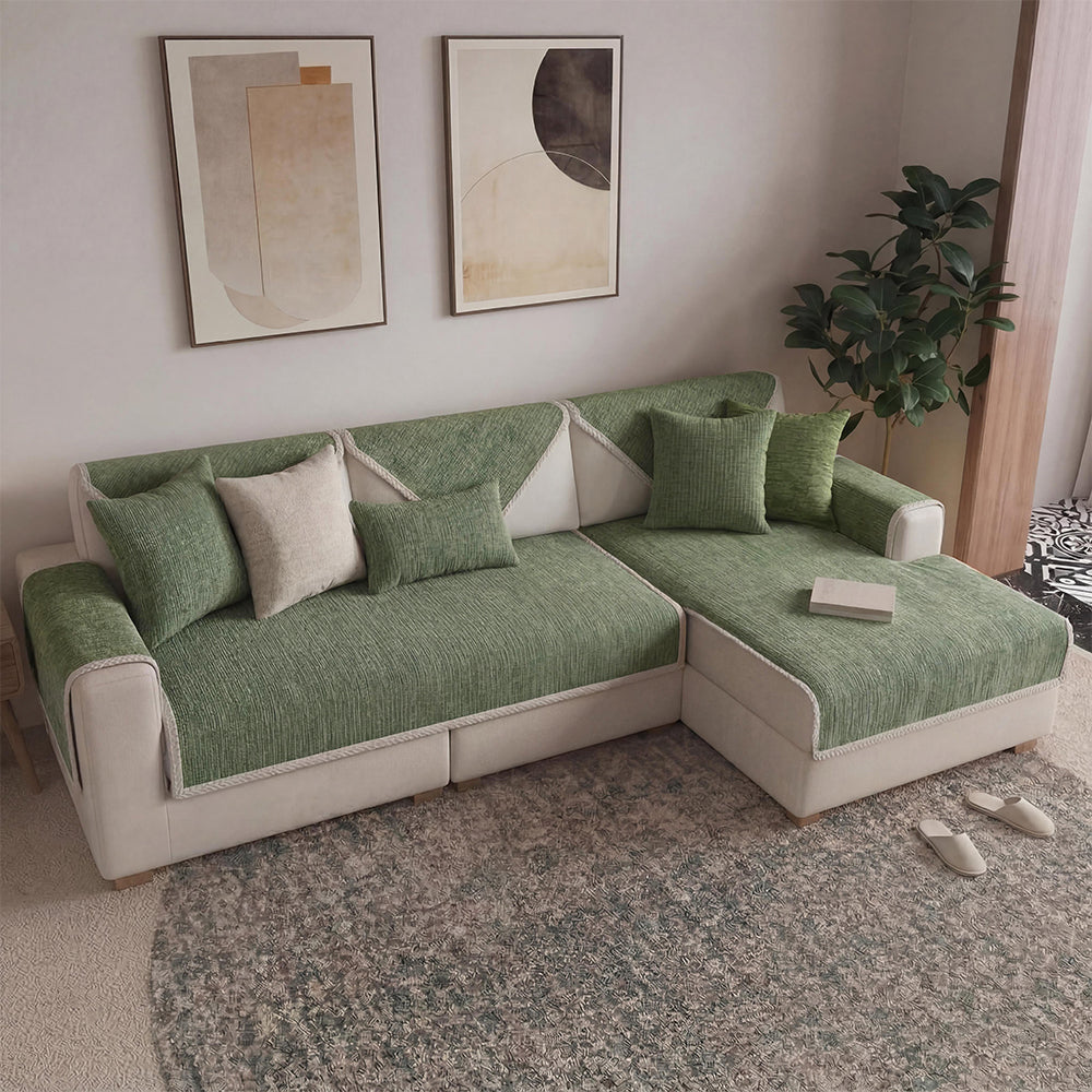 Waterproof Antimicrobial Simple Chenille Fabric Anti-scratch  Sectional Couch Cover