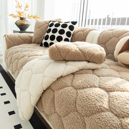 Pet-Friendly Thickened Soft Sherpa Fleece Non-Slip Sofa Protector Couch Cover