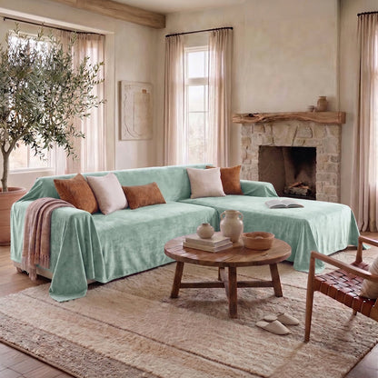 Soft and Waterproof Scratch-Resistant Non-Linting Throw  Sectional Couch Cover