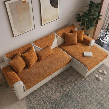 Waterproof Antimicrobial Simple Chenille Fabric Anti-scratch  Sectional Couch Cover