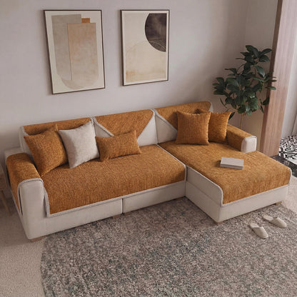 Waterproof Antimicrobial Simple Chenille Fabric Anti-scratch  Sectional Couch Cover