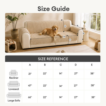 Plush Pet-Friendly Non-Slip One-Piece Sectional Couch Cover Recliner Couch Cover - Strips
