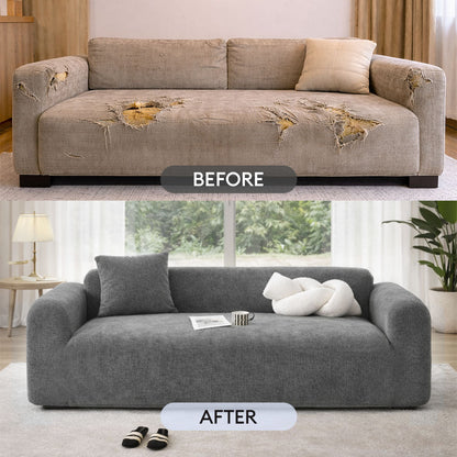 Herringbone Full Coverage Scratch-Resistant Sofa Protection Magic Stretch Couch Cover