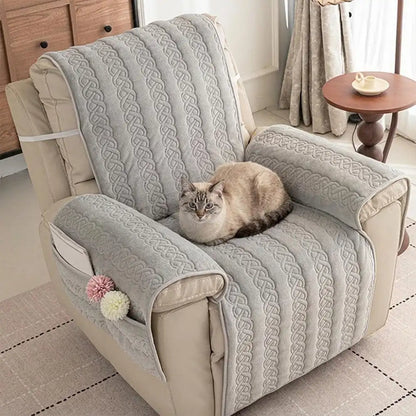 All-Season Scratch-Resistant Non-Slip Recliner Couch Cover with Elastic Straps