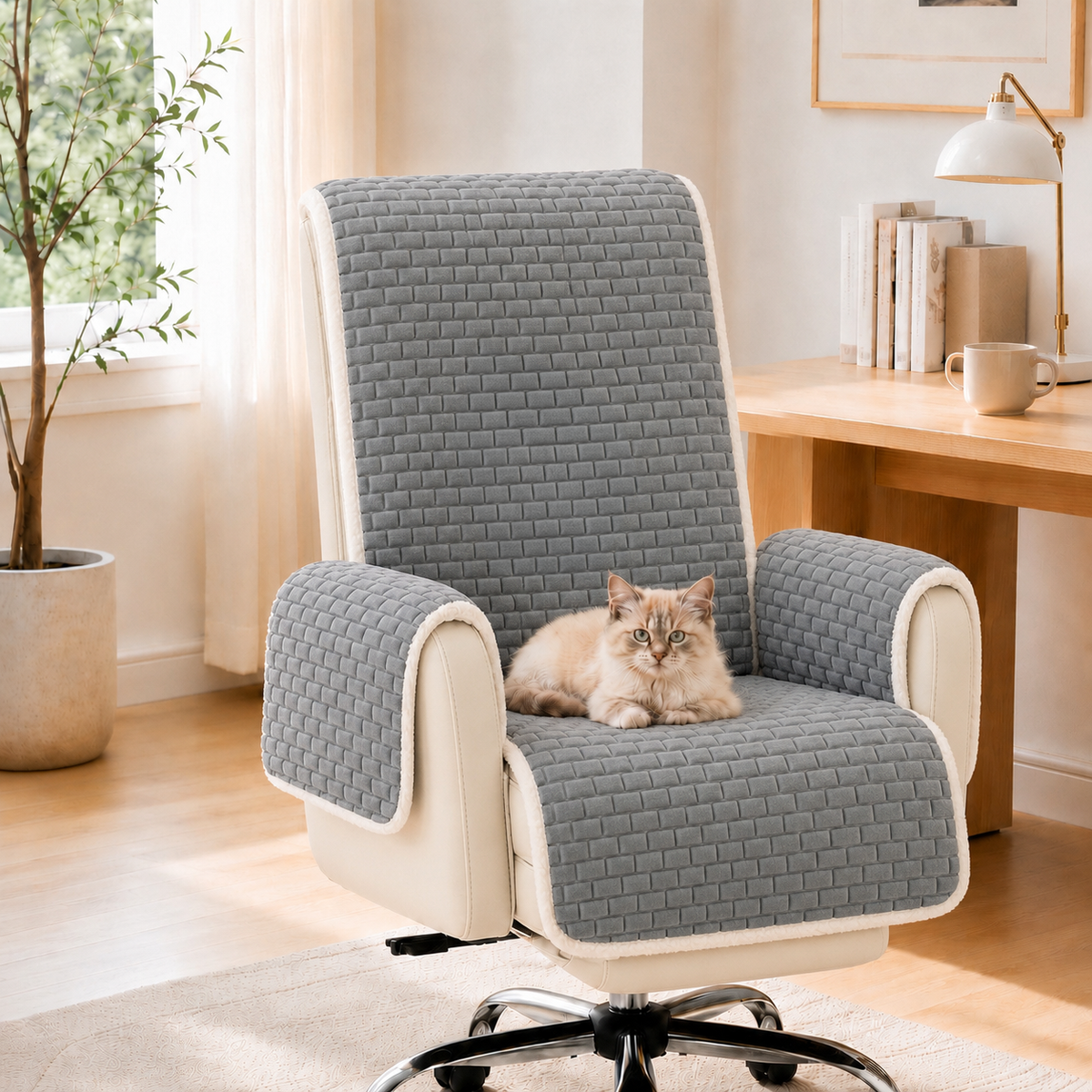 Plush Scratch-Resistant Recliner Couch Covers Slipcovers with Elastic Straps